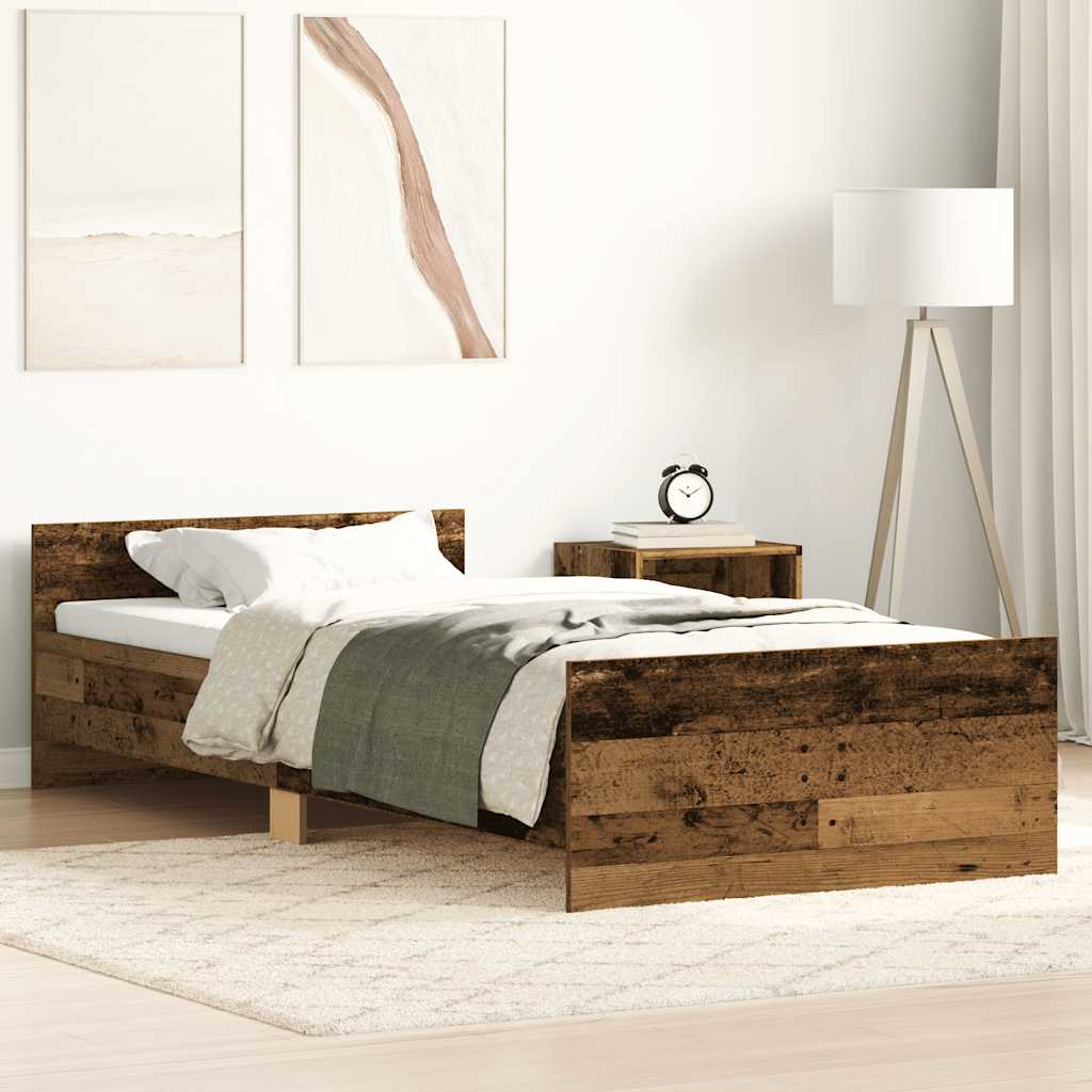 Bed Frame without Mattress Old Wood 90x190 cm Single Engineered Wood